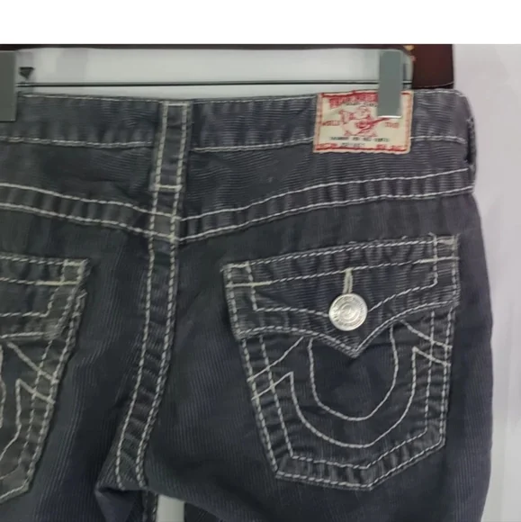 Y2K True Religion Joey Big T Gray Corduroy Flared Low Rise 28 X 30 Jeans - Picture 8 of 8